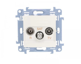 Simon 10 Gniazdo antenowe R-TV-SAT przelotowe białe IP20 CASP.01/11