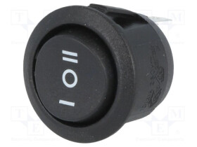 RSR123BK-SCI; przełącznik klawiszowy (ON)-OFF-(ON) SP3T okrągły, czarny; SCI R13112