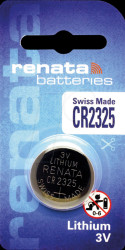 CR2325 Lithium button cell battery, 3 V, 190 mAh, 23 x 2.5 mm