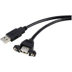 Renkforce RF-5720386 USB cable USB 2.0 USB-A plug to socket 1m Black