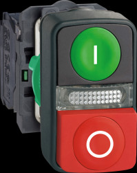 XB5AW73731B5 Double pushbutton, Harmony XB5, plastic, illuminated, 1 NO + 1 N