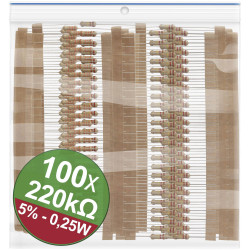 Quadrios 22P078 Carbon film resistor set 220 k&#x3A9; 0.25 W 5% Axial lead