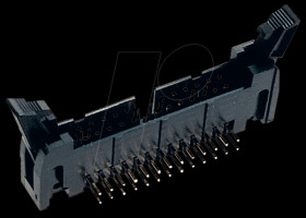 Pin connector, 64-pin, with interlock, angled