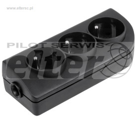 Listwa przedł. 3 gn. z uziemieniem czarna