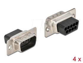 66708 D-Sub 9 pin crimp plug, metal, 4 pieces