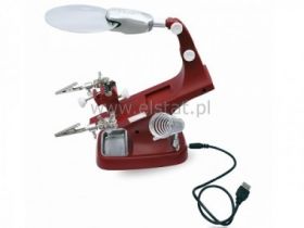 Uchwyt z lupą i podstawką z LED ( Trzecia ręka )