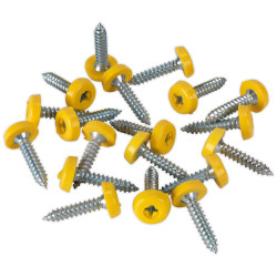 Sealey PTNP6 Number Plate Screw Plastic Enclosed Head &#xD8;4.8 x 24mm Yellow Pack 50