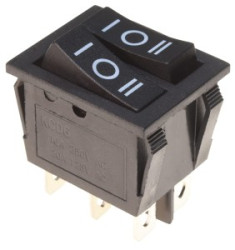 Przełącznik podwójny KCD6 230V czarny 3pozycje