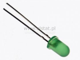 LED 5mm zielona matowa; mała jasność