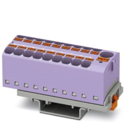 Blok rozdzielczy PTFIX 10/18X4-NS35 VT, fioletowe złącze przemysłowe - 18 punktów przyłączeniowych o przekroju 4mm2