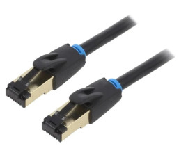 Patch cord S/FTP Cat 8 linka OFC PVC czarny 1,5m Żyły: 8 IKBBG