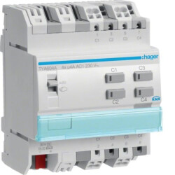 KNX s Sterownik załączający / żaluzjowy 4 A, 4-/2-kr, 4 mod TYA604A