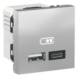 Gniazdo ładowania USB A+C 18W, aluminium