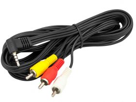 Kabel 4-polowy kątowy JACK- 3xRCA CHINCH 2,5m