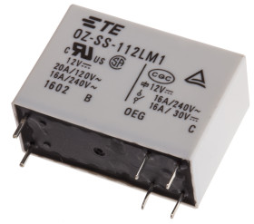 Przekaźnik mocy 12V dc SPST TE Connectivity 540mW, montaż PCB 270Ω Styk płytki drukowanej