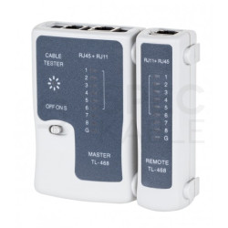 Tester kabli sieciowych LAN RJ45 + RJ12 / RJ11 z diodami LED REBEL