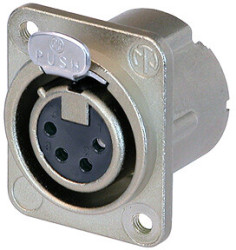 XLR panel socket, 4 pole, silver-plated, 1.5 mm², AWG 16, zinc die casting, NC4FD-LX-M3