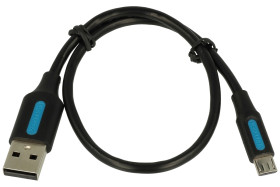 Kabel; USB; COLBC; wtyk USB-A 2.0; wtyk microUSB; 0,25m; czarny; okrągły; PVC; VENTION; RoHS