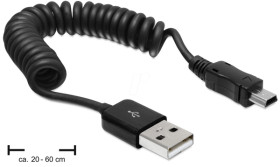 83164 USB 2.0-A male &gt; USB mini male coiled cable