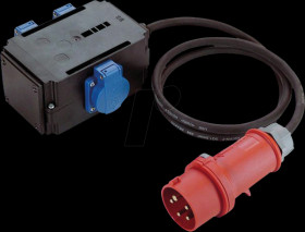 349.027 CEE adapter 16A 3Ph, 3x protective contact IP44 1.5m