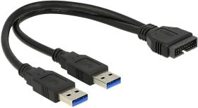 Delock USB 3.2 Gen 1 (USB 3.0) adapter [2x złącze męskie USB-A 3.2 (USB 3.0) - 1x złącze męskie USB 3.2 19-pin (USB 3.0)