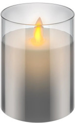 Świeca LED z prawdziwego wosku w szkle, 7,5 x 10 cm, szara 60370