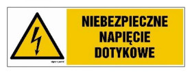 ZNAK - HB014 Niebezpieczne napięcie krokowe 45 x 15 cm PN - Płyta 1mm
