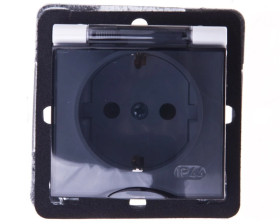 IMPRESJA Gniazdo bryzgoszczelne z/u Schuko IP44 klapka przezroczysta białe GPH-1YS/m/00/d