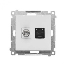 Simon 55 Gniazdo antenowe typu F” + RJ45 kat.6 (moduł) Jasnoszary mat TASFRJ45.01/114