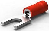 Insulated forked cable lug, 0.3-1.42 mm², AWG 22 to 16, 4.34 mm, M4, red, 155129-1