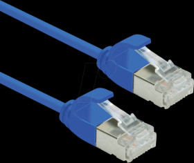 21443340 Cat.6a slim patch cable, U/FTP, blue, 0.15m