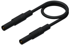 Measuring lead with (4 mm plug, spring-loaded, straight) to (4 mm plug, spring-loaded, straight), 500 mm, black, PVC, 1.0 mm², C