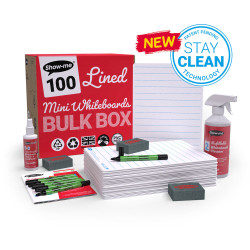 Show-me A4 Lined Drywipe Boards - Bulk box of 100 sets