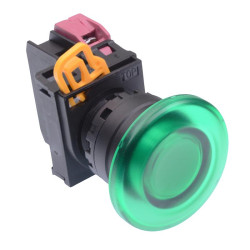 YW1L-A4E01Q3G Green 12V illuminated 22mm Mushroom Maintained Push Button Switch NC IP65 IDEC