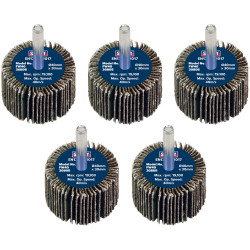 Sealey FW4030805 40 x 30mm Abrasive Flap Wheel on 6mm Shaft 80Grit - Pack of 5