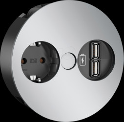 931.033 TWIST 1x protective contact, USB charger, GST18 plug, chrome