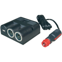 ProCar 67335501 In-car 12V splitter 2x 12V connectors 1x USB 16A load capacity