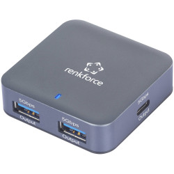 Renkforce RF-6410438 USB hub Aluminium Grey 4 ports USB 3.2 1st Gen