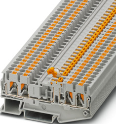 Knife disconnect terminal, push-in connection, 0.34-4.0 mm², 4 pole, 20 A, 6 kV, gray, 3210172