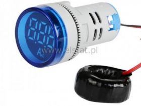 Amperomierz LED; 230V AC; 28mm 0-100A; niebieski