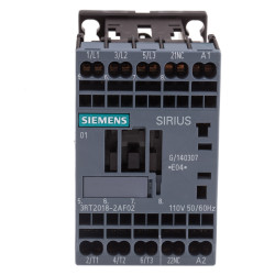 Stycznik 3RT2 110V ac Siemens styki: 3-biegunowy 7.5 kW 16 A 3 NO 110V ac Sprężynowe 3RT2018-2AF02