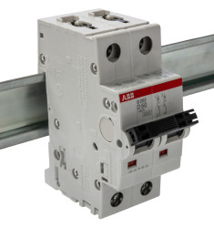 Wyłącznik nadprądowy MCB, Typ D, 2-biegunowy, 50A, 400V, 125V, na szynę DIN, ABB S202-D50, S200