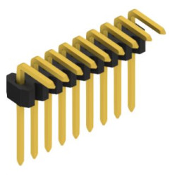 Pin header, 9 pole, pitch 1.27 mm, angled, black, 10060997