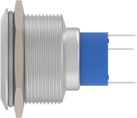 Vandal-proof pushbutton, 1 pole, silver, illuminated  (blue), 3 A/250 VAC, mounting Ø 23.7 mm, IP67, 2317658-5