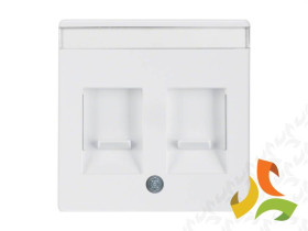 BERKER Q.1/Q.3/Q.7 Płytka czołowa do gniazda multimedialne podwójne z zasuwami i polem opisowym biały aksamit 11816089 HAGER