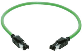 System cable, RJ11/RJ14 plug, straight to RJ11/RJ14 plug, straight, Cat 5, PUR, 1.5 m, green, 09457711164