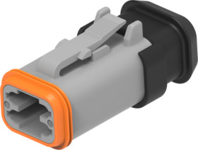 Socket, 4 pole, straight, 2 rows, gray, DT06-4S-E008