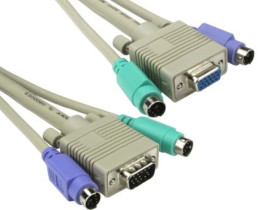 Kabel KVM, dł. 5m - Męskie złącze 5 MTR PS2, męskie SVGA - Żeńskie SVGA, męskie PS2, kolor: Szary, RS PRO