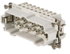 Pin contact insert, 6, 8 pole, equipped, tension clamp connection, with PE contact, 1967250000