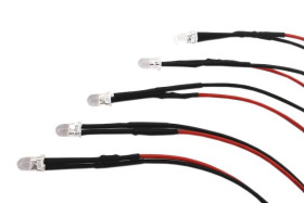 10szt. DIODA LED 5MM 12V CZERWONA Z PRZEWODEM 20CM